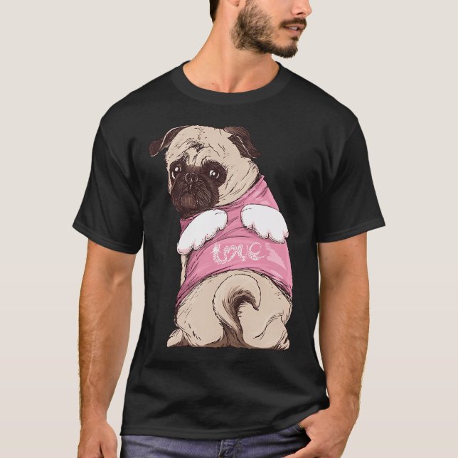 T-shirt Copie de Pug Ange Mignon (Devant)