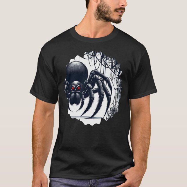 T-shirt Copy of Creepy Black Spider Gothic Design (Devant)