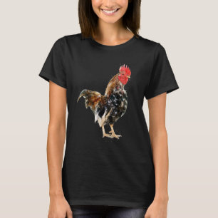 T-shirt Coq Aquarelle Poulet Motif Animal De Ferme