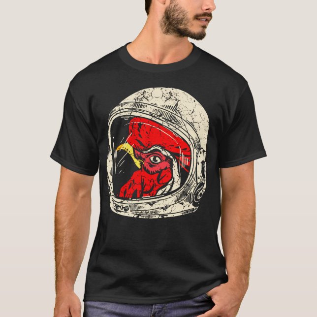 T-shirt Coq Avec Un Casque D'Astronaute (Devant)