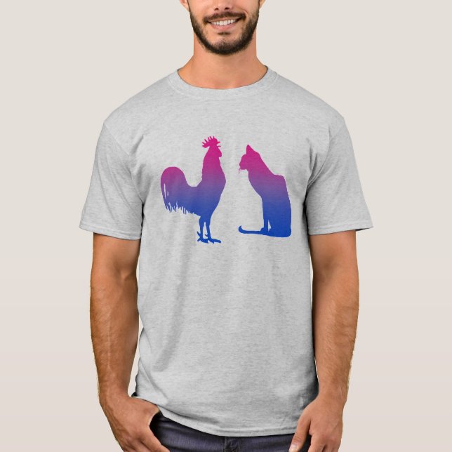 T-shirt Coq bisexuel et chaton (Devant)