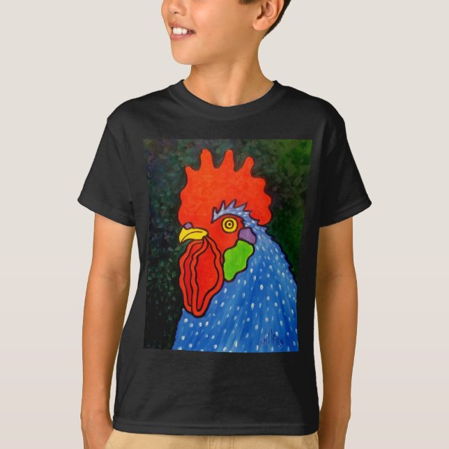 T-shirt Coq bleu 14 (Devant)
