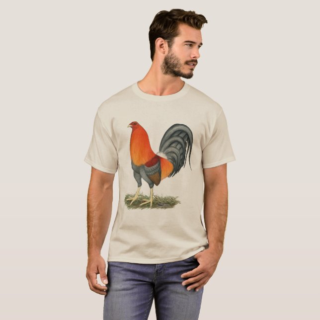 T-shirt Coq bleu rouge Gamecock (Devant entier)