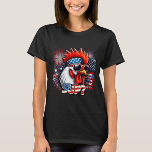 T-shirt Coq Cool avec Lunettes de Soleil Sup Rétro Ambianc