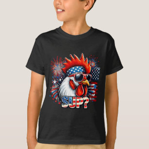 T-shirt Coq Cool avec Lunettes de Soleil Sup Rétro Ambianc