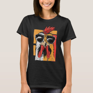 T-shirt Coq Cool Portant Des Lunettes De Soleil Rétro Vint
