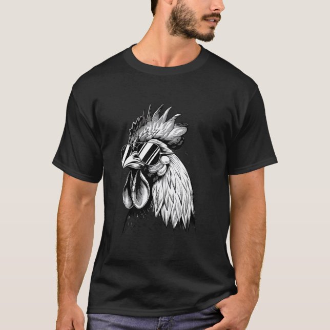 T-shirt Coq Cool Qui Porte Des Lunettes De Soleil Poulet P (Devant)