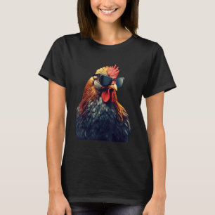 T-shirt Coq Cool Retro Vintage Poule Portant Des Lunettes 