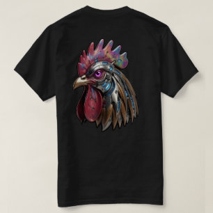 T-shirt Coq Cyberpunk Art mécanique iridescent