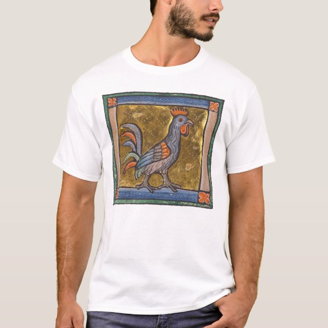 T-shirt Coq de bestiaire médiéval c. 1270 (Devant)