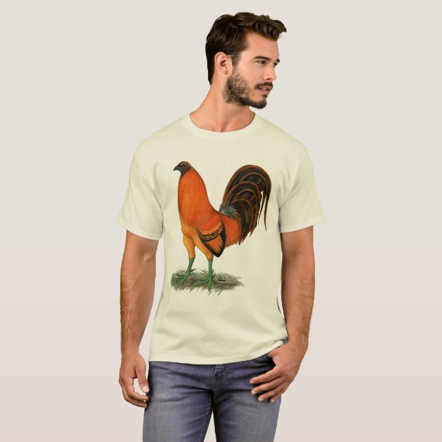 T-shirt Coq de combat Ginger Rouge (Devant entier)