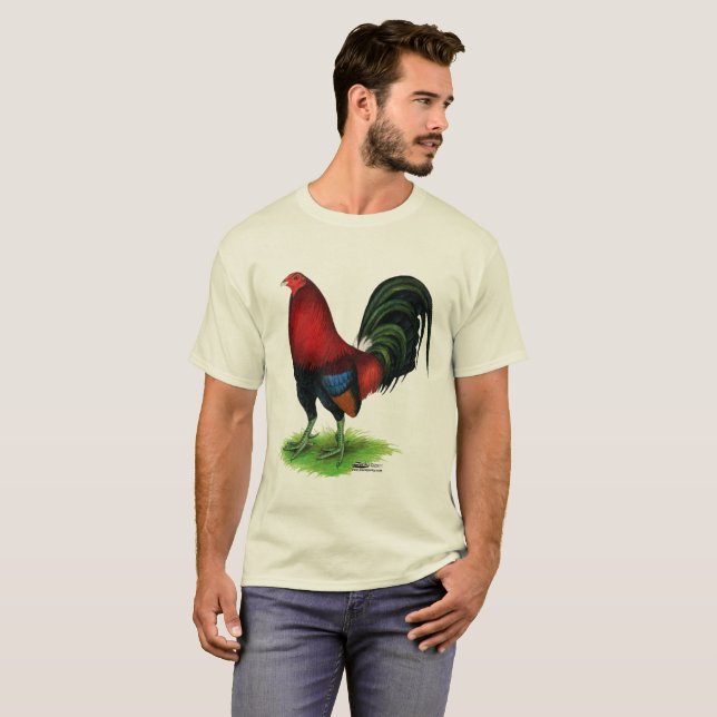 T-shirt Coq de combat :  Rouge foncé (Devant entier)