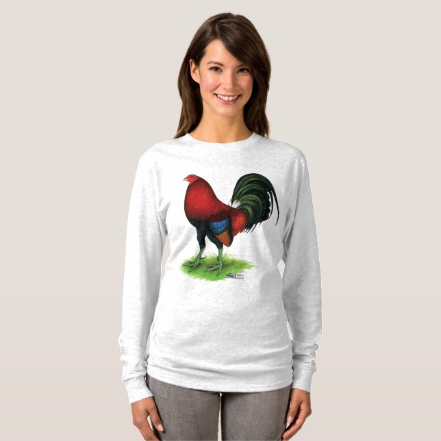T-shirt Coq de combat :  Rouge foncé (Devant entier)