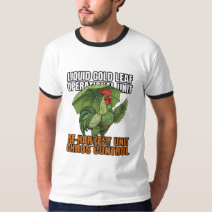 T-shirt Coq de Contrôle du Chaos en Feuille d'Or Liquide