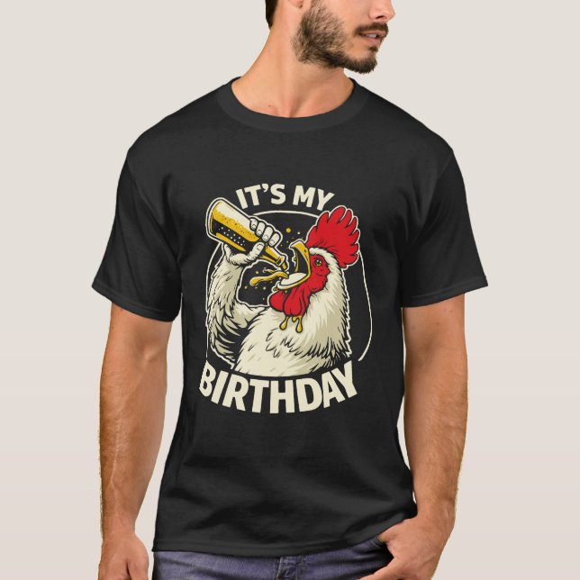T-shirt Coq de dégustation de bière d'anniversaire (Devant)