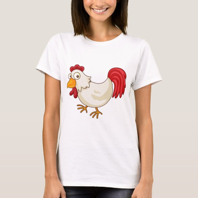 T-shirt Coq de dessin animé poule blanche (Devant)