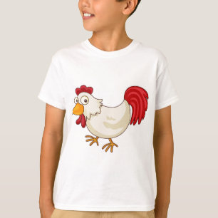 T-shirt Coq de dessin animé poulet blanc
