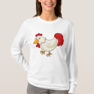T-shirt Coq de dessin animé poulet blanc