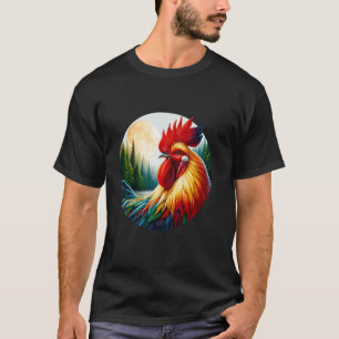 T-shirt Coq Double Exposition Surréaliste Forêt Nat