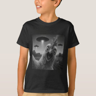 T-shirt Coq drôle de selfie de poulet avec des ovnis Wei