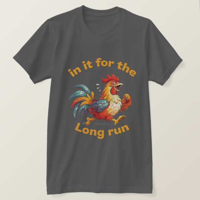 T-shirt Coq drôle en course – Pour la course de fond (Design devant)