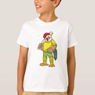 T-shirt Coq en batteur avec batte de cricket