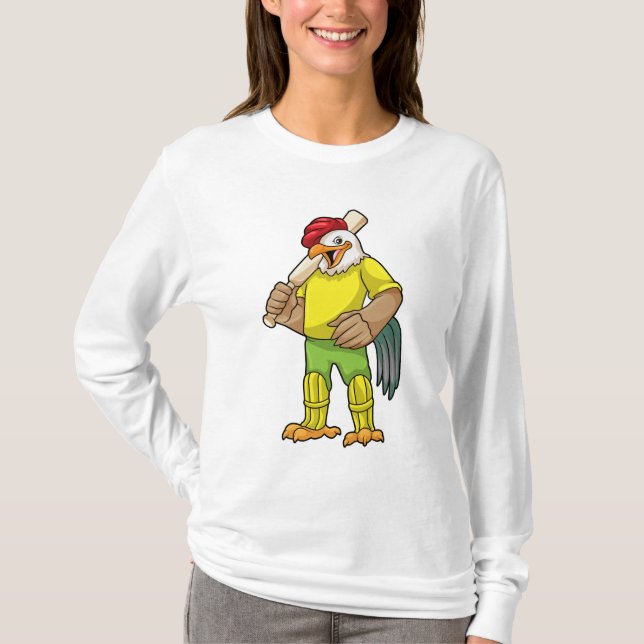 T-shirt Coq en batteur avec batte de cricket (Devant)