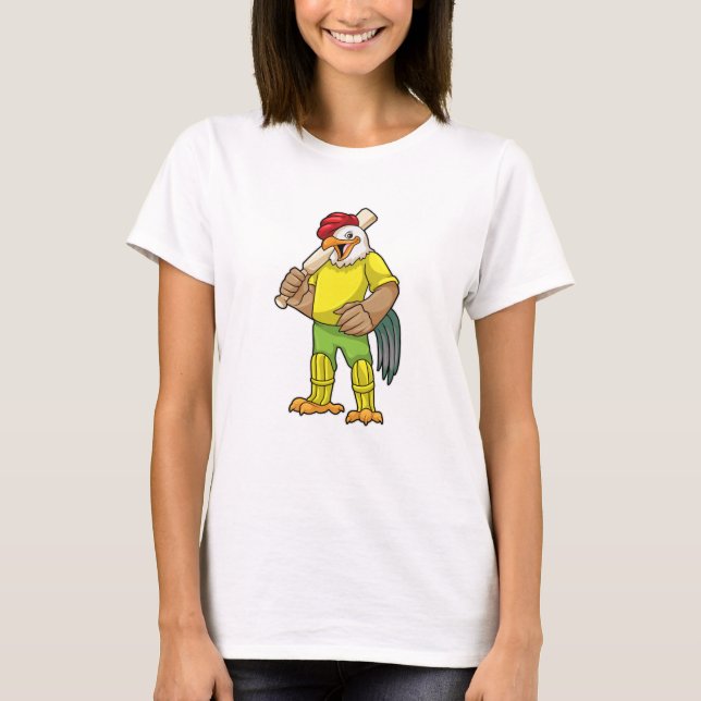 T-shirt Coq en batteur avec batte de cricket (Devant)