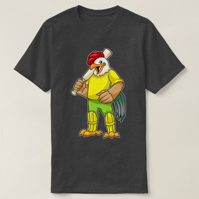 T-shirt Coq en batteur avec batte de cricket (Design devant)