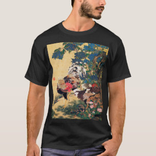 T-shirt Coq et Hen avec Hydrangeas par Ito Jakuchu