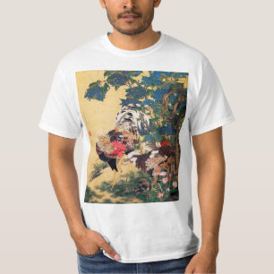 T-shirt Coq et Hen avec Hydrangeas par Ito Jakuchu