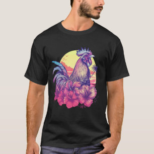T-shirt Coq Fleurs Hawaïennes Coq Kauai Hawaï Vint
