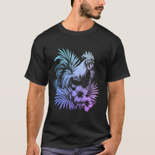 T-shirt Coq Fleurs Hawaïennes Poulet Kauai Hawaii Vint