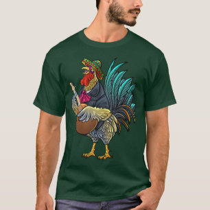 T-shirt Coq géant en guitare drôle poulet Gallo jouer de l