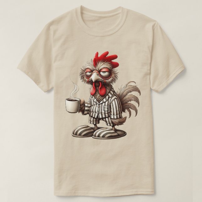 T-shirt Coq Grognon du Matin – Café d'Abord !  (Design devant)