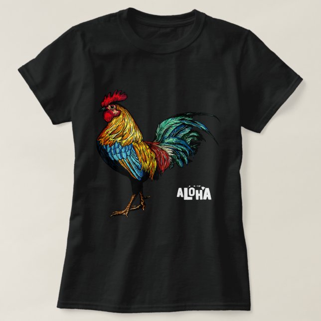 T-shirt coq hawaii aloha hawaiian 157 (Design devant)