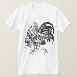 T-shirt Coq japonais d'Ukiyo-e Niwatori par Toyohiro