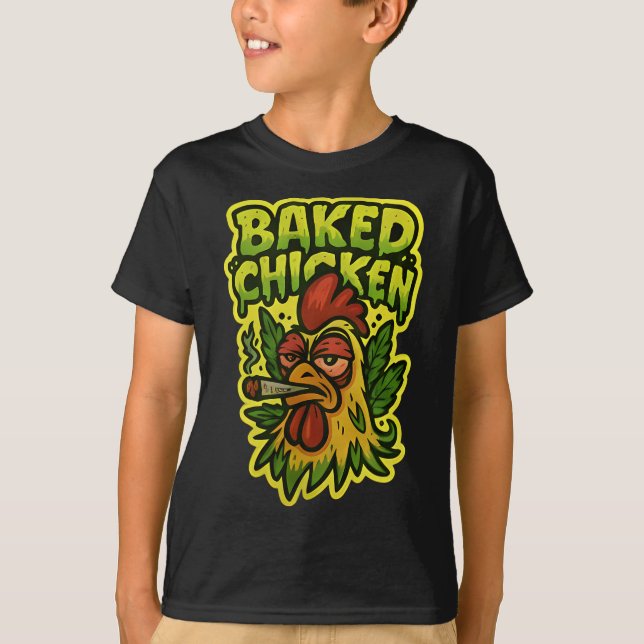 T-shirt Coq Ked Fumant De L'Herbe Pierre  (Devant)