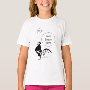 T-shirt Coq noir Croisant l'alarme du bon matin