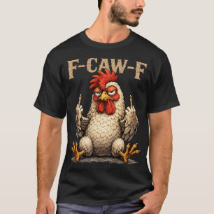 T-shirt Coq noir drôle gothique F-caw-f Fcawf Poulet A