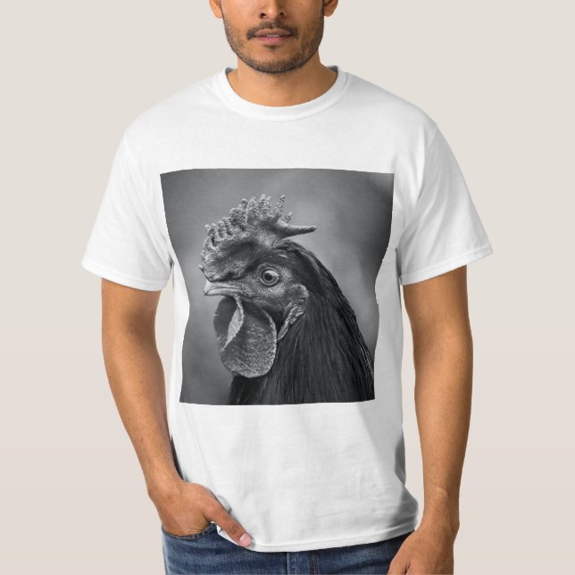 T-shirt Coq noir et blanc (Devant)
