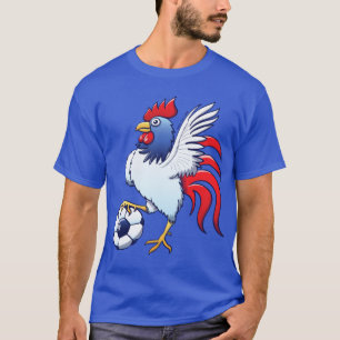 T-shirt Coq posant et faisant un pas sur un ballon de
