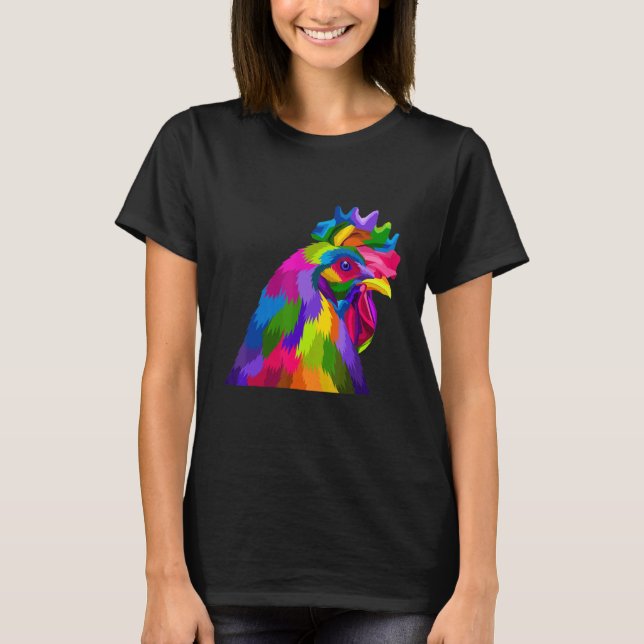 T-shirt Coq Poule Multicolore (Devant)
