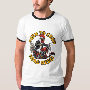 T-shirt Coq Rebelle de la Route Né pour Rouler