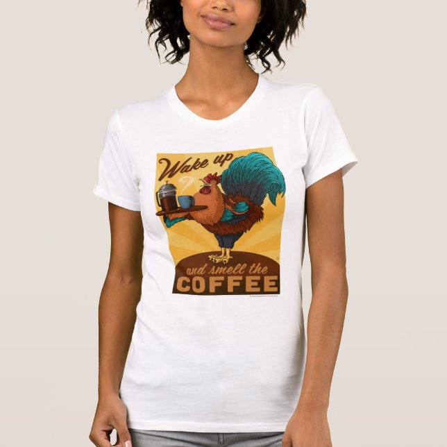T-shirt Coq - Réveillez-vous et sentez le café (Devant)