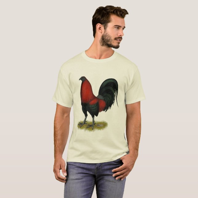 T-shirt Coq Rouge Noir BB Jeu Américain (Devant entier)