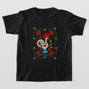T-shirt Coq traditionnel de Barcelos en blanc
