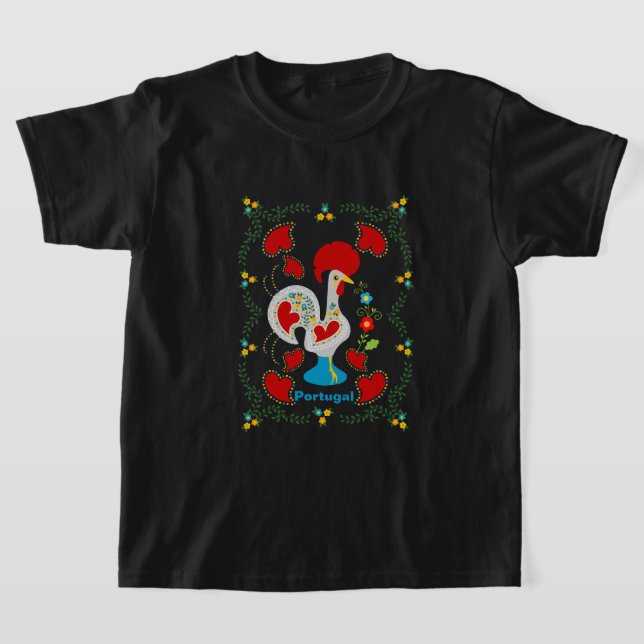 T-shirt Coq traditionnel de Barcelos en blanc (Poser)