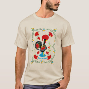T-shirt Coq traditionnel du Portugal en noir