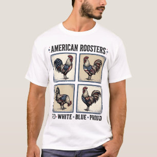 T-shirt Coqs Américains Modèle de Chemise Patriotique Vint